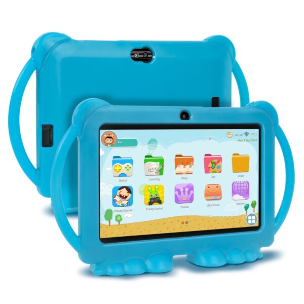 Tablet para niños, 7 pulgadas con funda de silicona, Quad Core 1GB 16GB
