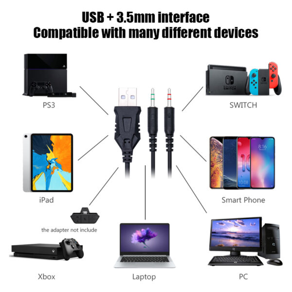 Auriculares con cable USB 7,1 | 3,5mm | RGB - Imagen 3