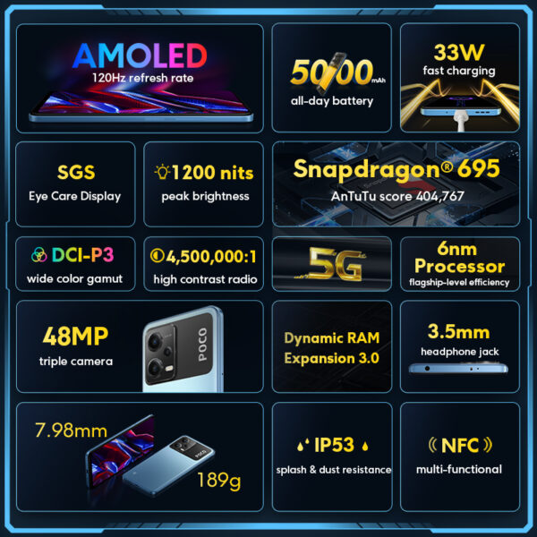 POCO X5 5G, 128GB/256GB, pantalla AMOLED de 6,67 pulgadas - Imagen 2