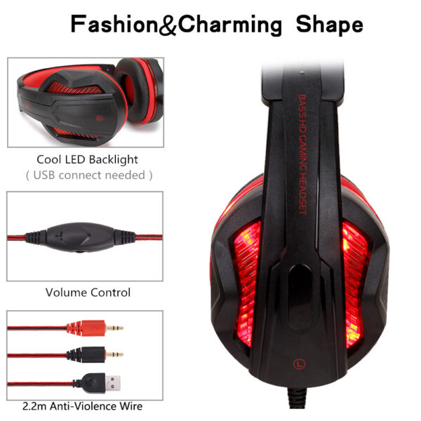 Glowing gaming headset gaming headset - Imagen 5