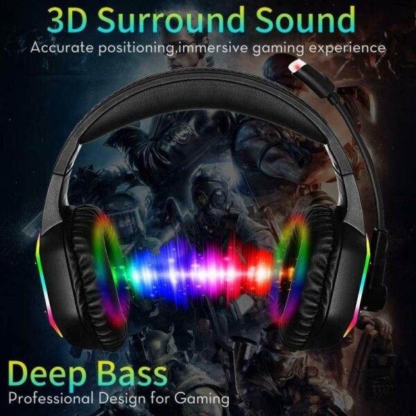 RGB lighting effect gaming headset - Imagen 3