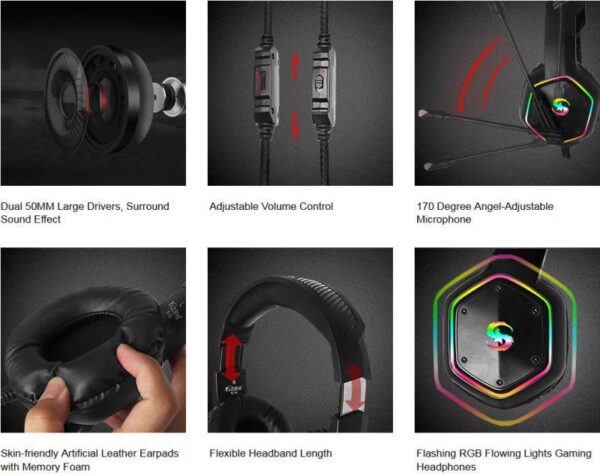 RGB lighting effect gaming headset - Imagen 6