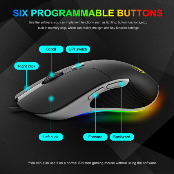 LED Gaming Mouse 6400 DPI USB Ergonomic Mause - Imagen 2