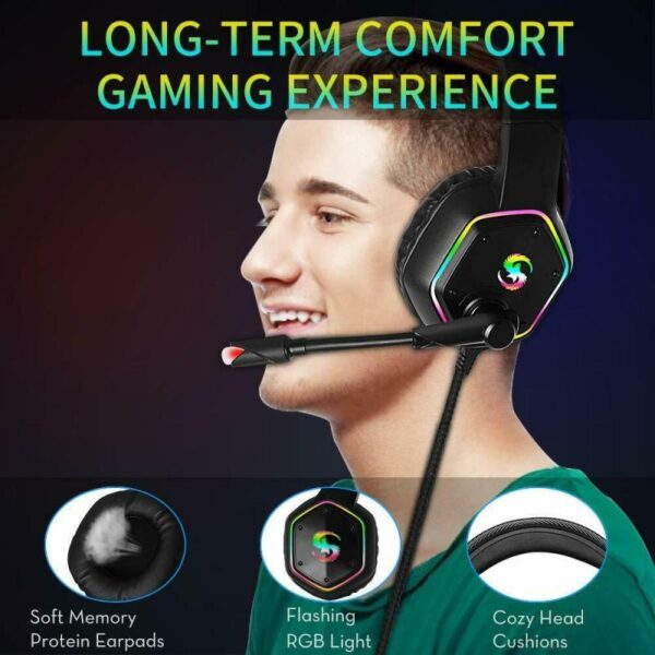 RGB lighting effect gaming headset - Imagen 4