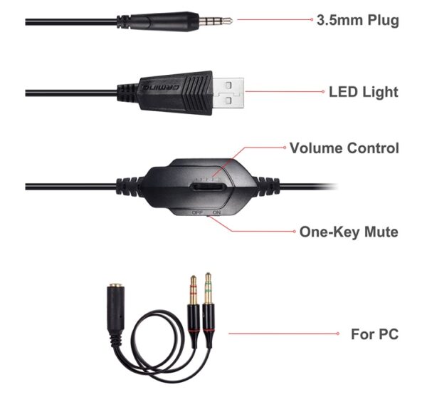 In Zhuo GM-1 computer notebook head-mounted luminous gaming headset with microphone Jedi to eat chicken earphones - Imagen 2