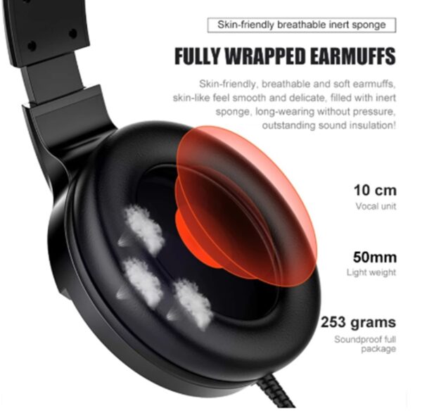 Wired Gaming Headset With ,Icrophone Sound Card Line Control - Imagen 2