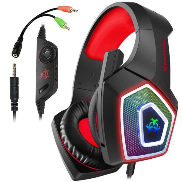 Head-Mounted Gaming Headset RGB Colorful Wired Headset With Wheat - Imagen 5