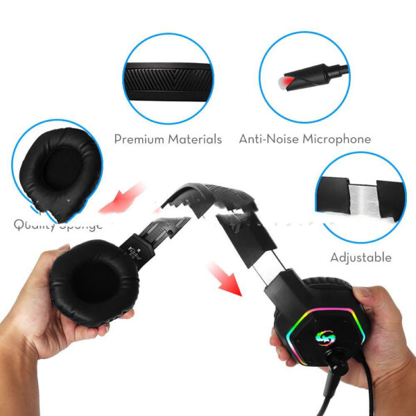 RGB Light 7.1 Channel Luminous Gaming Headset - Imagen 4