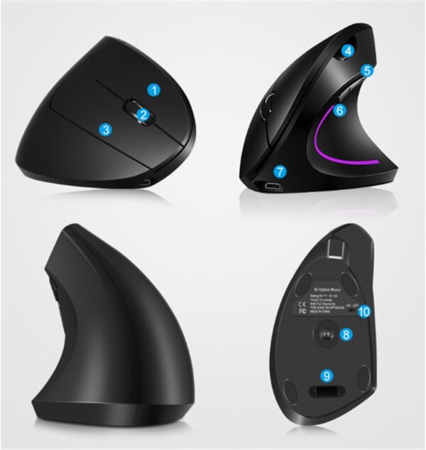 Vertical Mouse Computer Notebook Desktop USB Wireless Gaming Mouse - Imagen 6