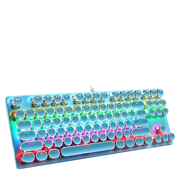 Wired 87-Key Electroplating Punk Real Mechanical Blue Axis Gaming Luminous Gaming Keyboard - Imagen 5