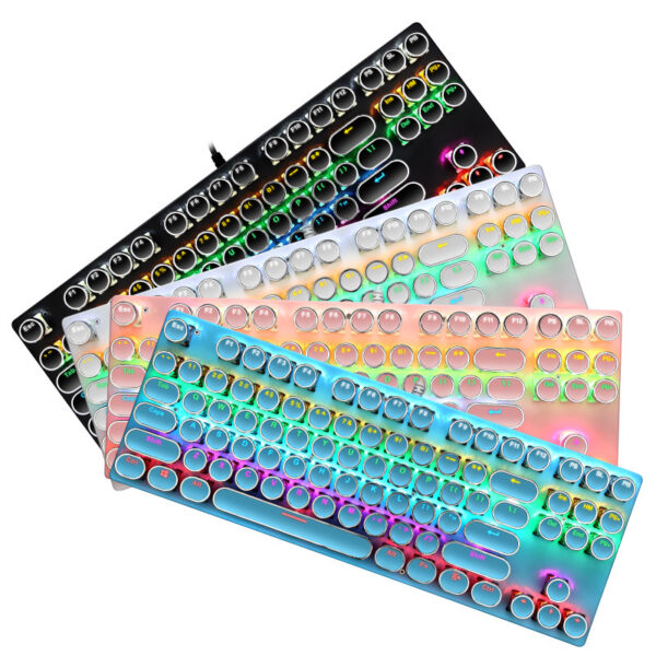 Wired 87-Key Electroplating Punk Real Mechanical Blue Axis Gaming Luminous Gaming Keyboard - Imagen 2