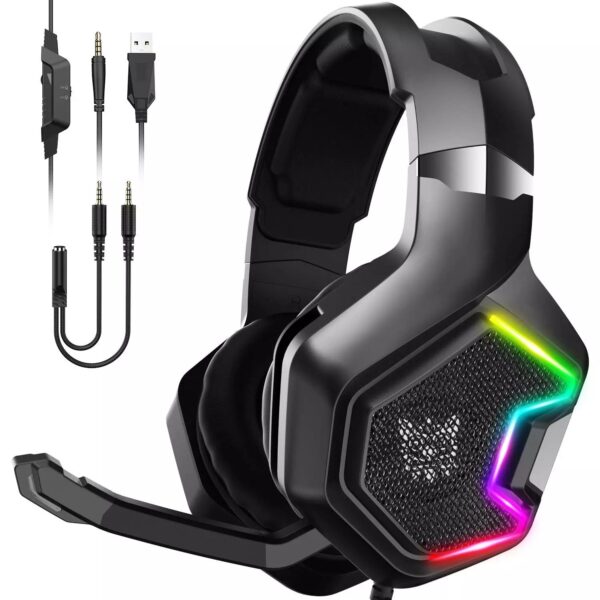 ONIKUMA K10 PRO Gaming Headset Stereo Gaming Headphones for PS4 PS5 Xbox One with Mic Led Light - Imagen 5
