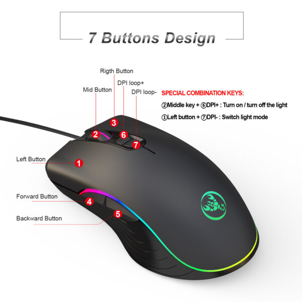 Glowing Gaming Mouse Gaming Wired Mouse - Imagen 6