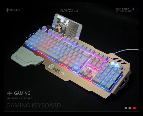 Pk900 Gaming Keyboard Colorful Light Metal Panel With Hand Rest To Eat Chicken To Stimulate Lol Keyboard - Imagen 5
