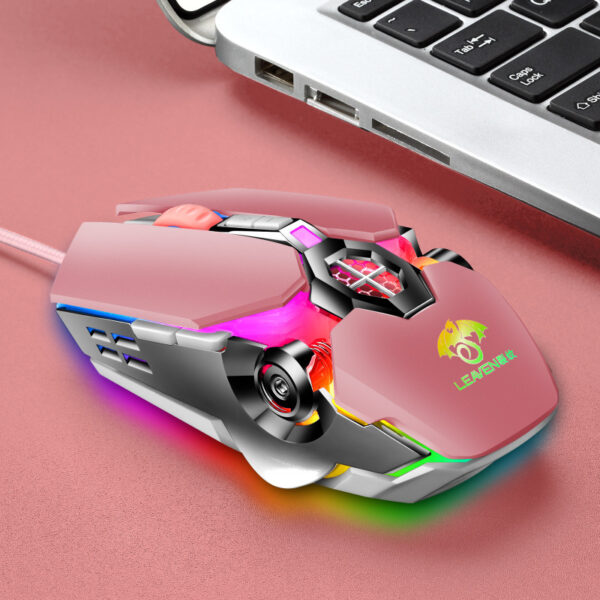 Usb Wired Computer Office Gaming Luminous Rgb Mechanical Mouse - Imagen 6