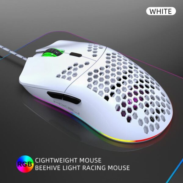 HXSJ J900 USB Wired Gaming Mouse With RGB Light Gamer Mouses With Six Adjustable DPI Honeycomb Hollow Ergonomic Design Mouse - Imagen 4