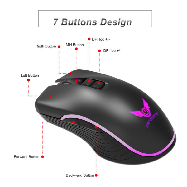 Rechargeable Interface, Seven-button Gaming Mouse, Fast Charging Mouse - Imagen 4