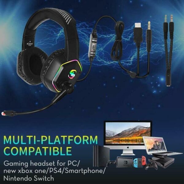 RGB lighting effect gaming headset - Imagen 2