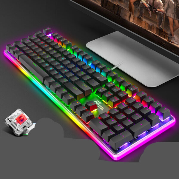 Black green tea red axis 108-key desktop gaming keyboard - Imagen 4