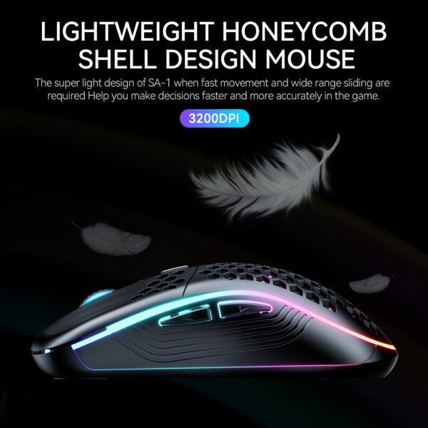 SA-1 Dual Mode Honeycomb Shell RGB Wireless Bluetooth Computer Gaming Mouse - Imagen 4