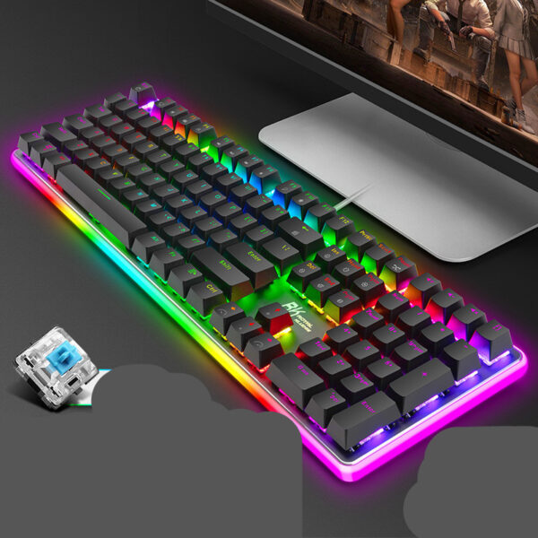 Black green tea red axis 108-key desktop gaming keyboard - Imagen 3