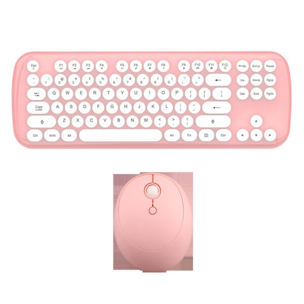 Wireless Keyboard And Mouse Set Girls Color Retro - Imagen 2