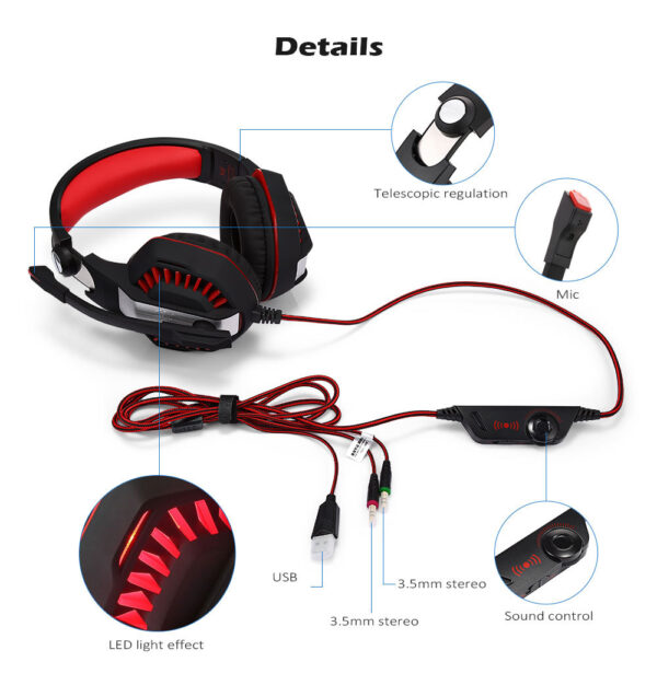 Computer Gaming Headset Headset E-sports Headset with Microphone Microphone - Imagen 2