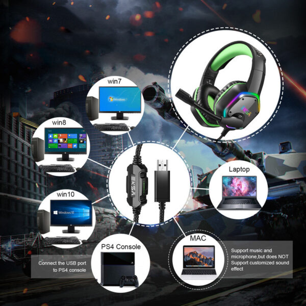 Head-mounted USB flash gaming headset - Imagen 3