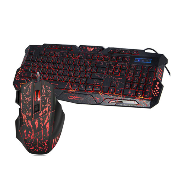 Colorful Backlit Cracked Gaming Mouse And Keyboard Set - Imagen 4