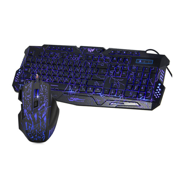 Colorful Backlit Cracked Gaming Mouse And Keyboard Set - Imagen 3
