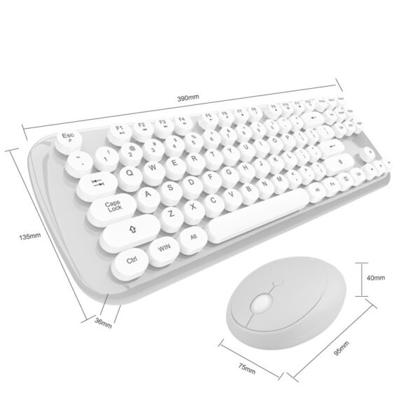 Wireless Keyboard And Mouse Set Girls Color Retro - Imagen 5