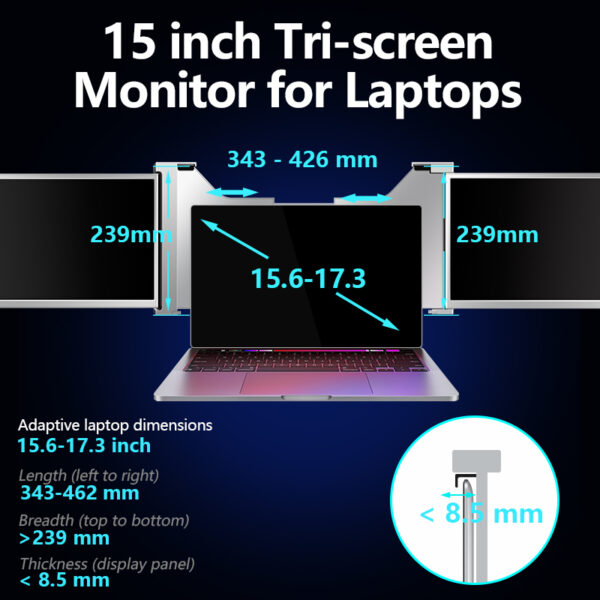 2 Pantallas extras para Laptop | 15.4 Pulgadas | USB C - Imagen 5