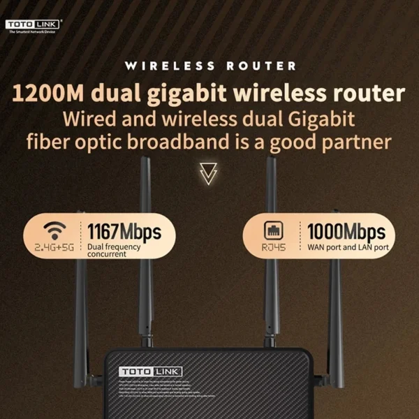 TOTOLINK | A3700R AC1200 | Wireless | 1167Mbps | MU-MIMO - Imagen 3