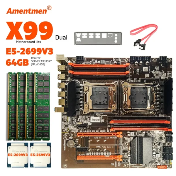Tarjeta madre/Motherboard | Amentmen Dual X99 | LGA2011-3 | XEON E5 2699 V3 *2 | 64GB DDR4 2133MHz